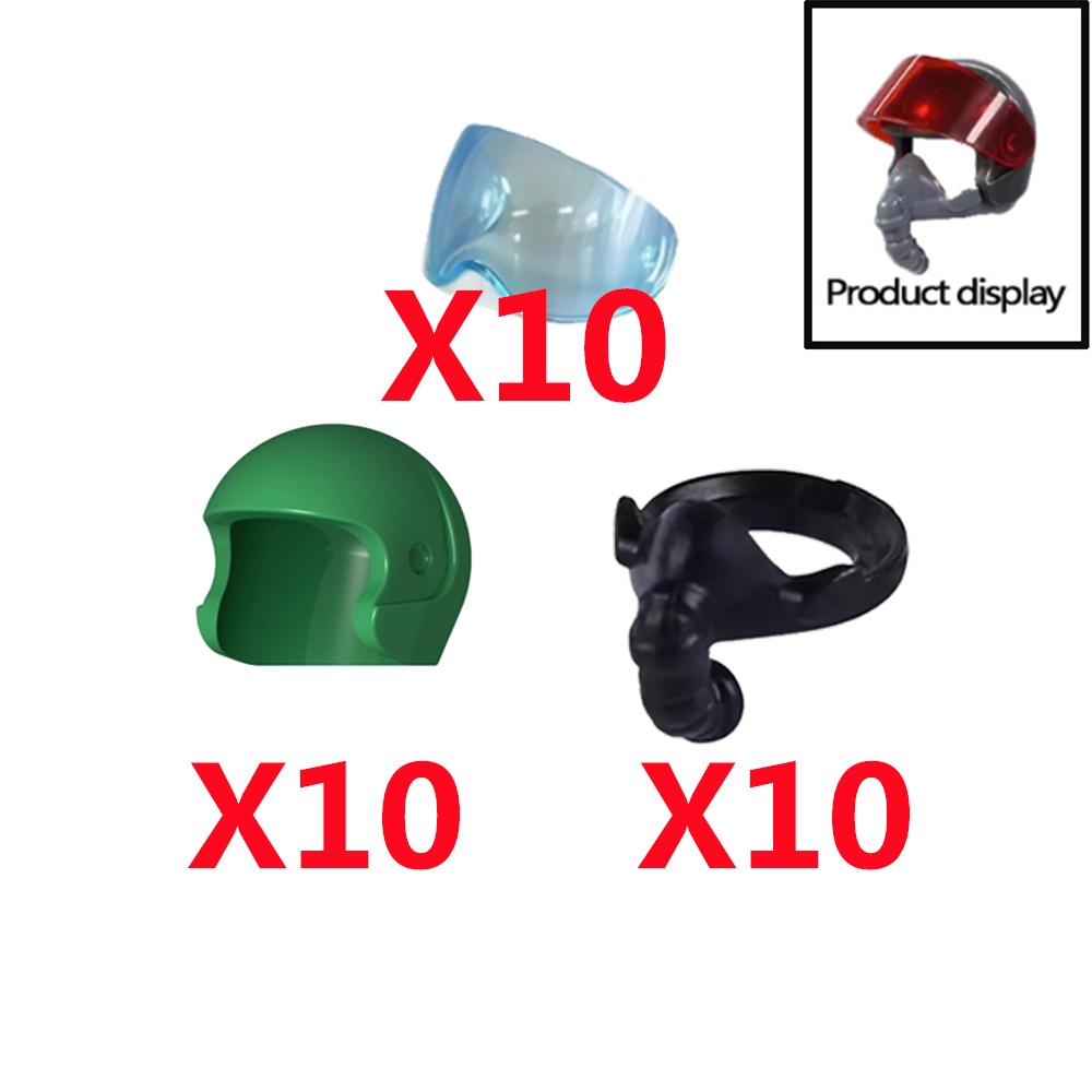 Military Building Block Figure Cap Tactical Helmet Alpha Motorcycle Lenses Gas Masks Flame Emitter Night Vision Device Gift Toys