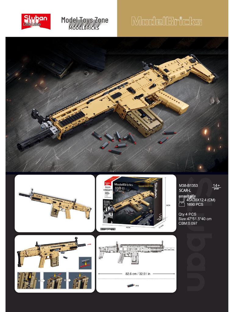 Xiao Luban AKM416 Assault Rifle Building Block Toy - Birthday Gift for Boys