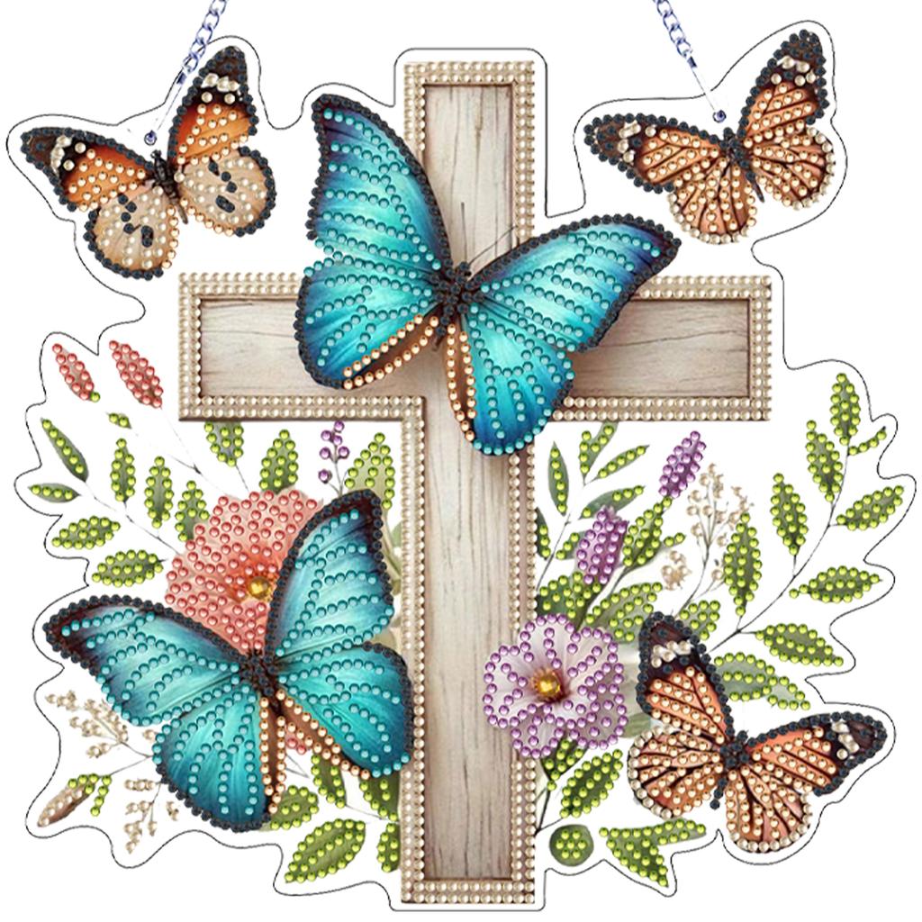 Easter 2D Flat DIY Hanging Diamond Art Kits Special Shape Rhinestone Diamond Art Window Pendants Wall Decor for Home & Windows