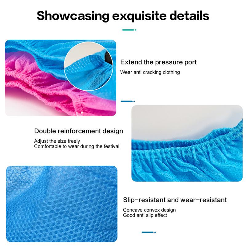 100Pcs Disposable Waterproof Shoe Cover Non-Slip Foot Cover Indoor Non-Woven Fabric Padded Overshoes Rain Mud-Proof Shoe Cover