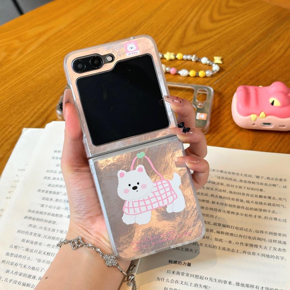 

Cute Cartoon Cat Wrist Chain Case for Samsung Galaxy Z Flip 6 5 4 3 Zflip Flip6 Dog Aurora Colorful Bracelet Ins Korean Cover Galaxy Z Flip6