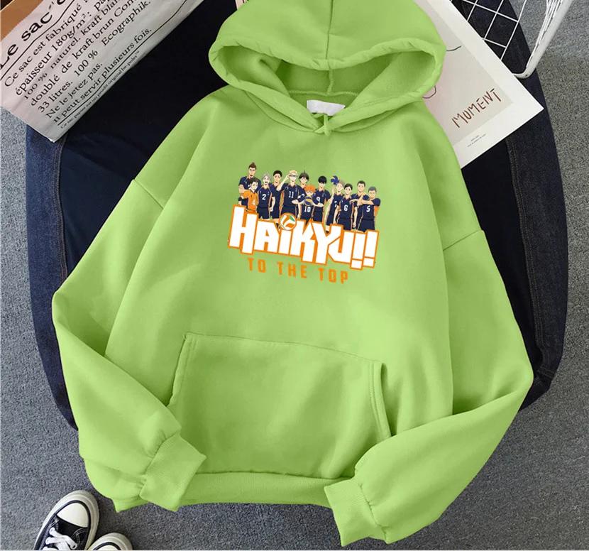 New Japan Anime Volleyball Haikyuu Manga Prints Hoodies Women Hoody Hip Hop Fleece Woman Sweatshirts Pullovers Clothing Unisex