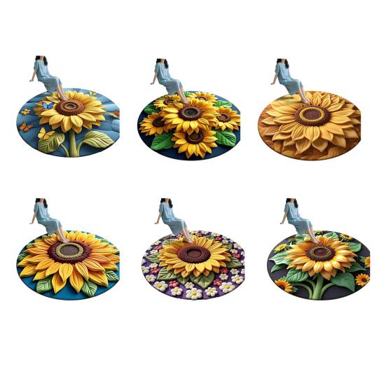 Diatomaceous Earth Floor Mat 3D Sunflower Pattern Plush Quick Drying Non-Slip Absorbent Bath Mat