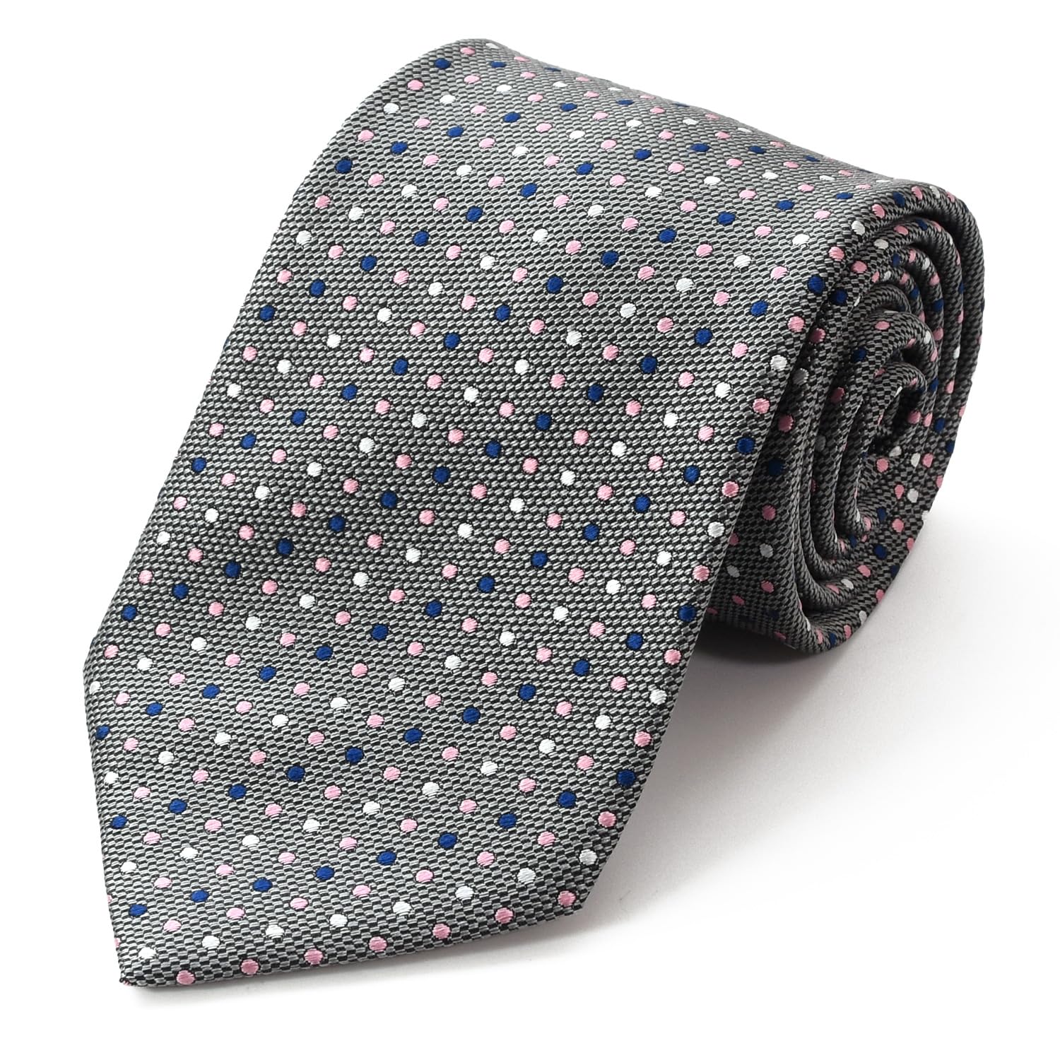 [MICHIKO LONDON] Michiko London Brand Necktie, Made in Japan, Nishijin-ori Silk, 100% Jacquard Weave, Dot Pattern (Pattern B: Gray)