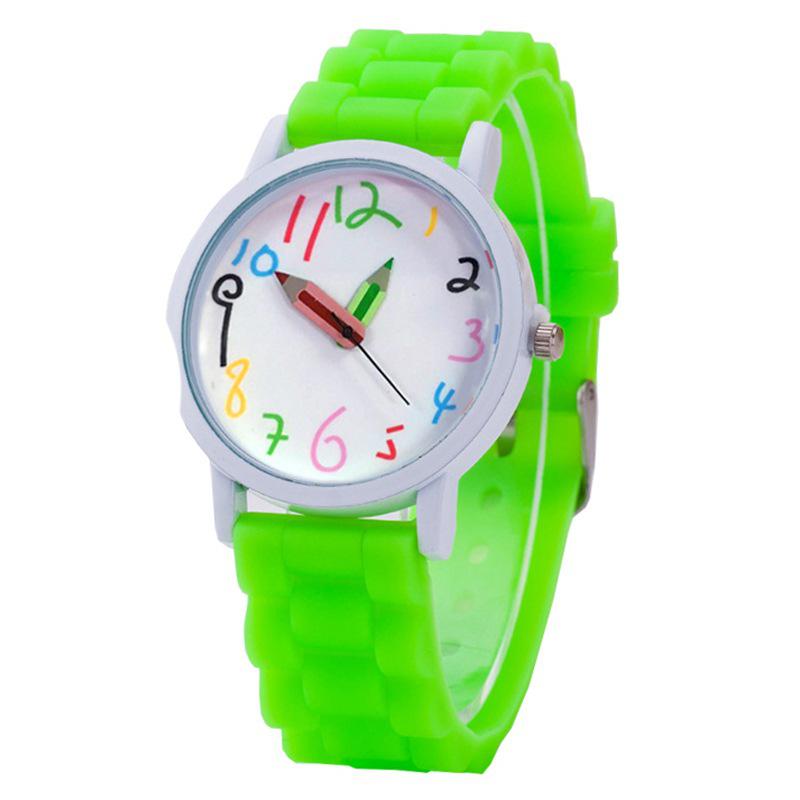 Cartoon Colorful Number Women's Jelly Silicone Strap Quartz Wristwatch