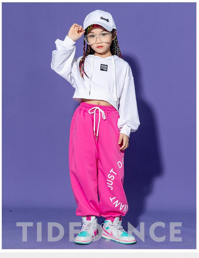 Kids' Hip Hop Dance Outfits: Boys & Girls Spring/Autumn Performance Wear with Crop Tops and Sweatpants