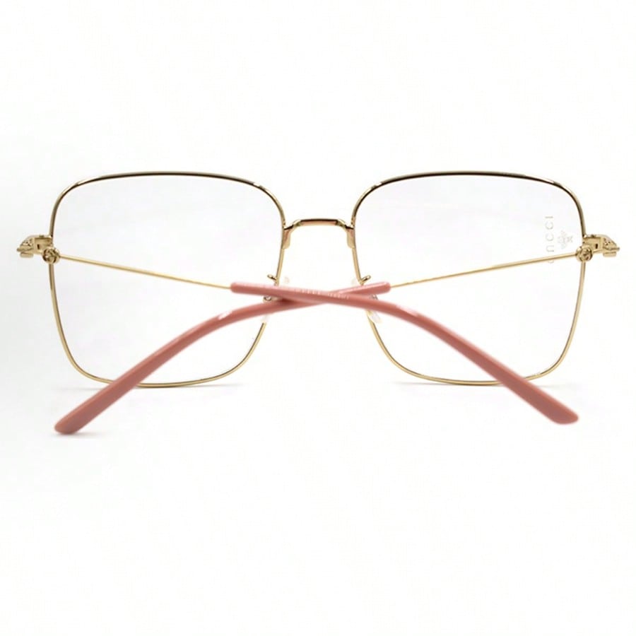 Gucci GG0445O 001 Oversized Square Gold Metal Eyeglasses for Women