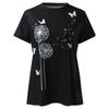 European sizes Dandelion & Butterfly Print T-Shirt, Casual Crew Neck Short Sleeve Top For Spring & Summer, Women's Clothing