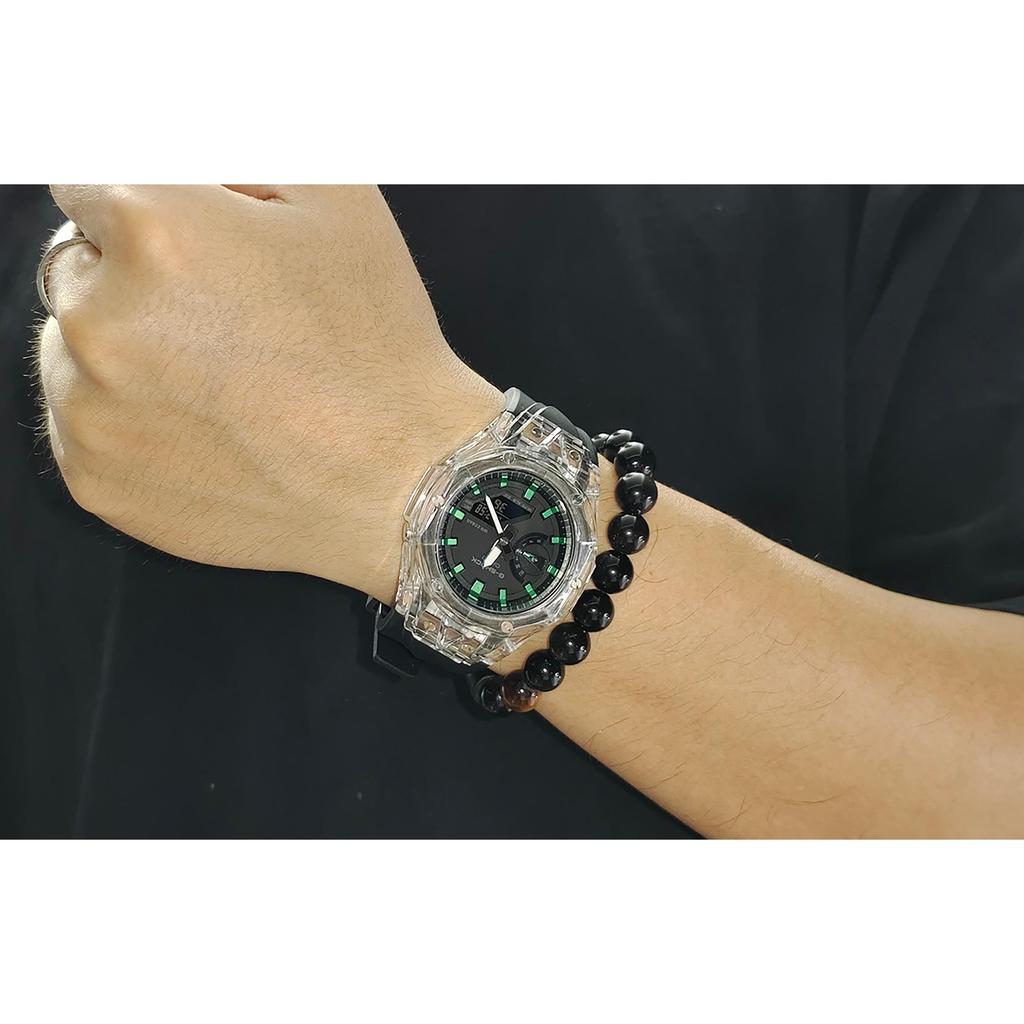 CASIO Custom Collection Quartz Movement Fluoroelastomer Strap Watch Men's Watches Black Dial GA-2100-1A1(Watch3--)