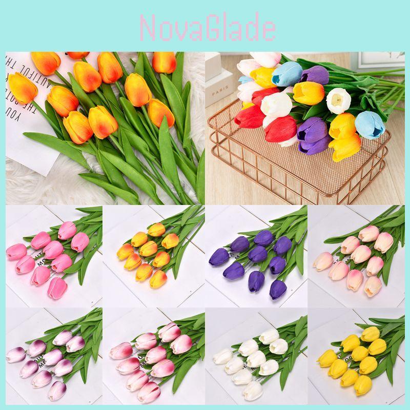 Exquisite No Color Fading Artificial Tulip Flowers For Cafe And Bookstore Decorations