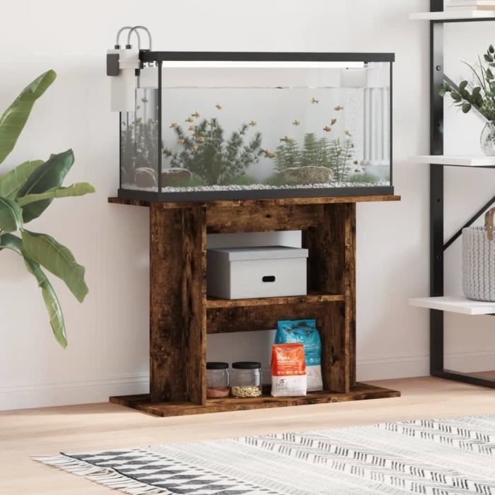 VidaXL Aquarium Stand Smoked Oak 80x35x60 Cm Engineered Wood 833580