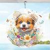 Cute Puppy 2D Kinetic Wind Chime for Outdoor Garden Decor Durable Metal Hanging Gift for Women Mom Grandma Wife Floral Accents Intricate