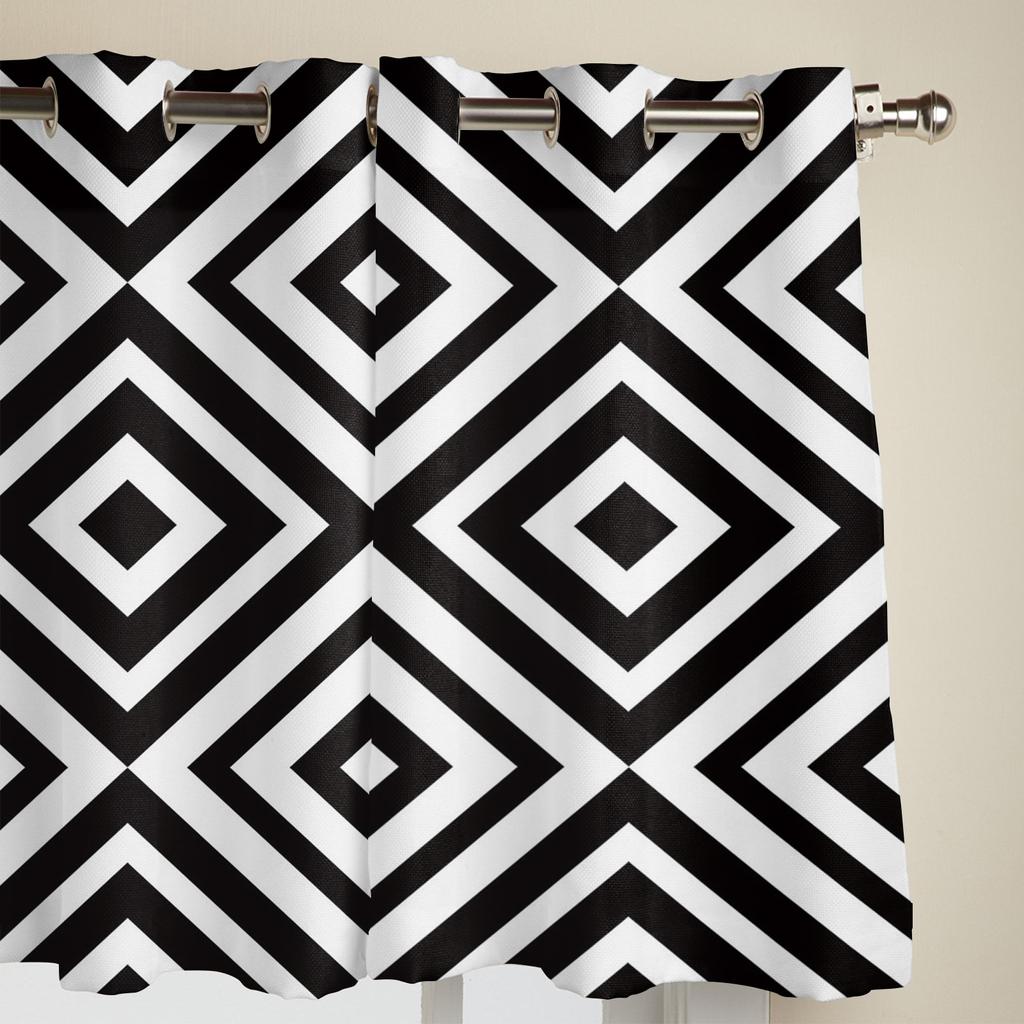 Modern Window Curtains for Living Room Abstract Geometric White Black Curtains for Child Bedroom Kitchen Decor Blinds Drapes