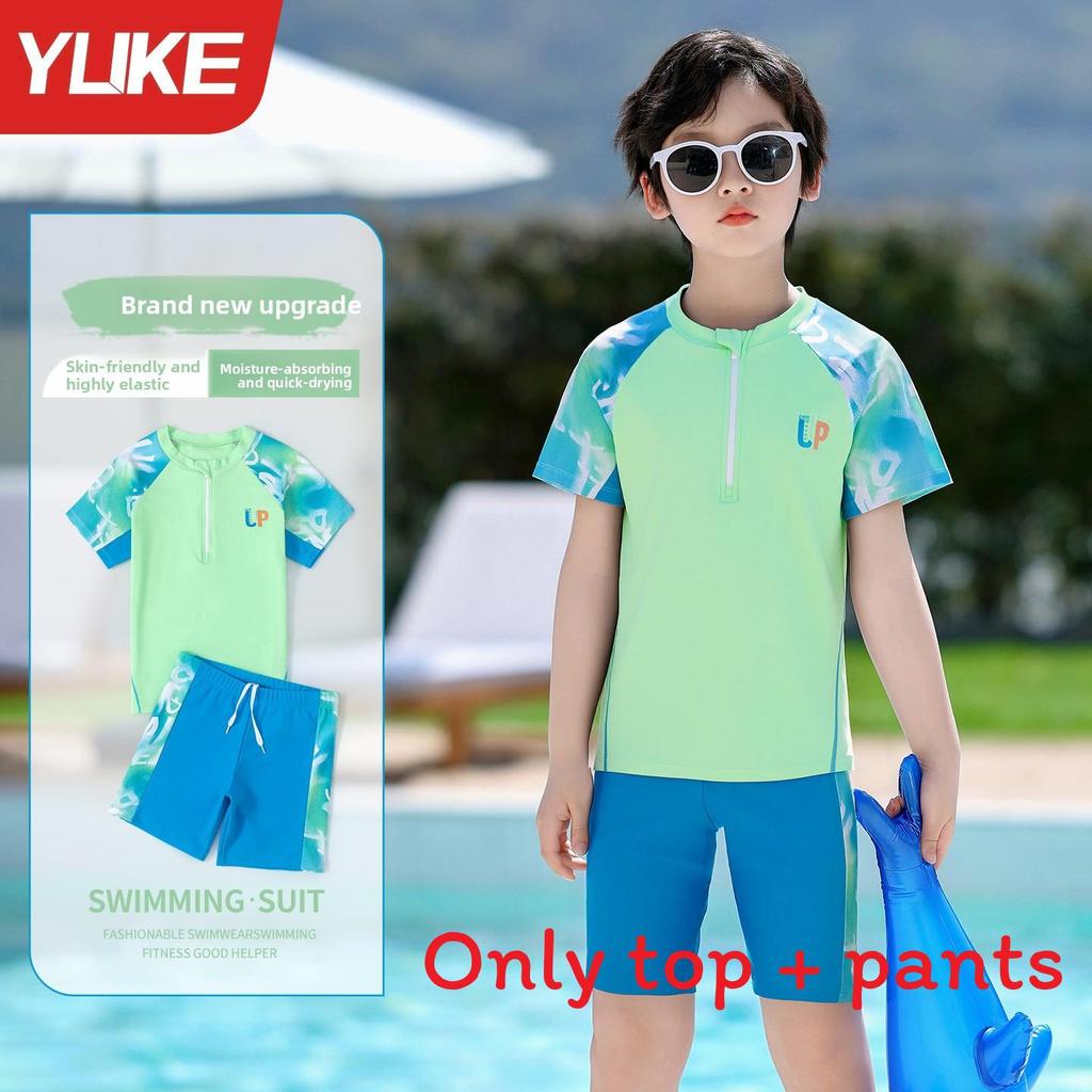 Navy Kids Swimsuit With Polyester Fabric For Water Sports And Sun Protection For Boys And Girls