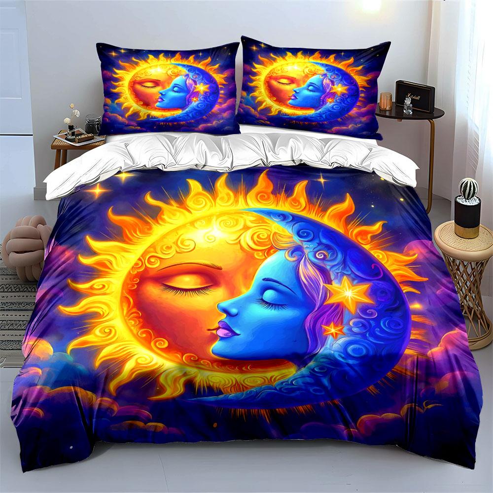 Sun And Moon Tapestry Set Multiple Sizes Kid'S And Adults' Bedroom Exquisite 3Pc Bedding Set, Gift