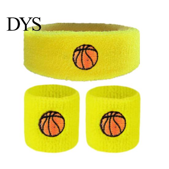 Sports Headband 1 Set Kids Wristband Ball Embroidery Stretch Breathable High Elasticity Sweat Absorbing Boys Girls Knitted Basketball Volleyball Wrist