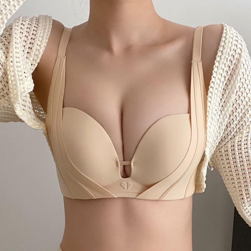 Minimalistischer japanischer nahtloser Push-Up-BH für kleine Oberweiten - Bügellos, Seitenstütze, Anti-Hänge-Effekt, reines sexy Design
