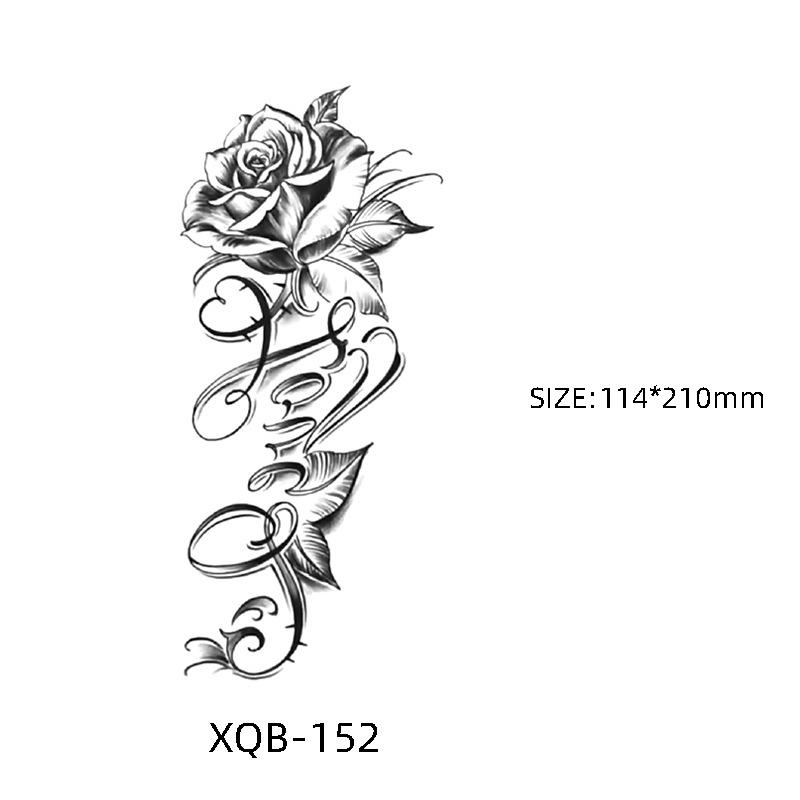 Waterproof Black & White Sketch Flower Half Sleeve Tattoo Stickers