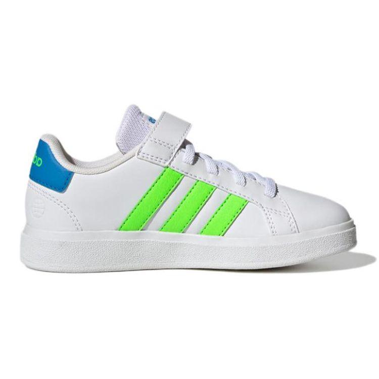 Adidas Neo Grand Court 2.0 El K Comfortable Casual Durable Low-Top Skate Shoes Kids Sneakers White Green GW6515
