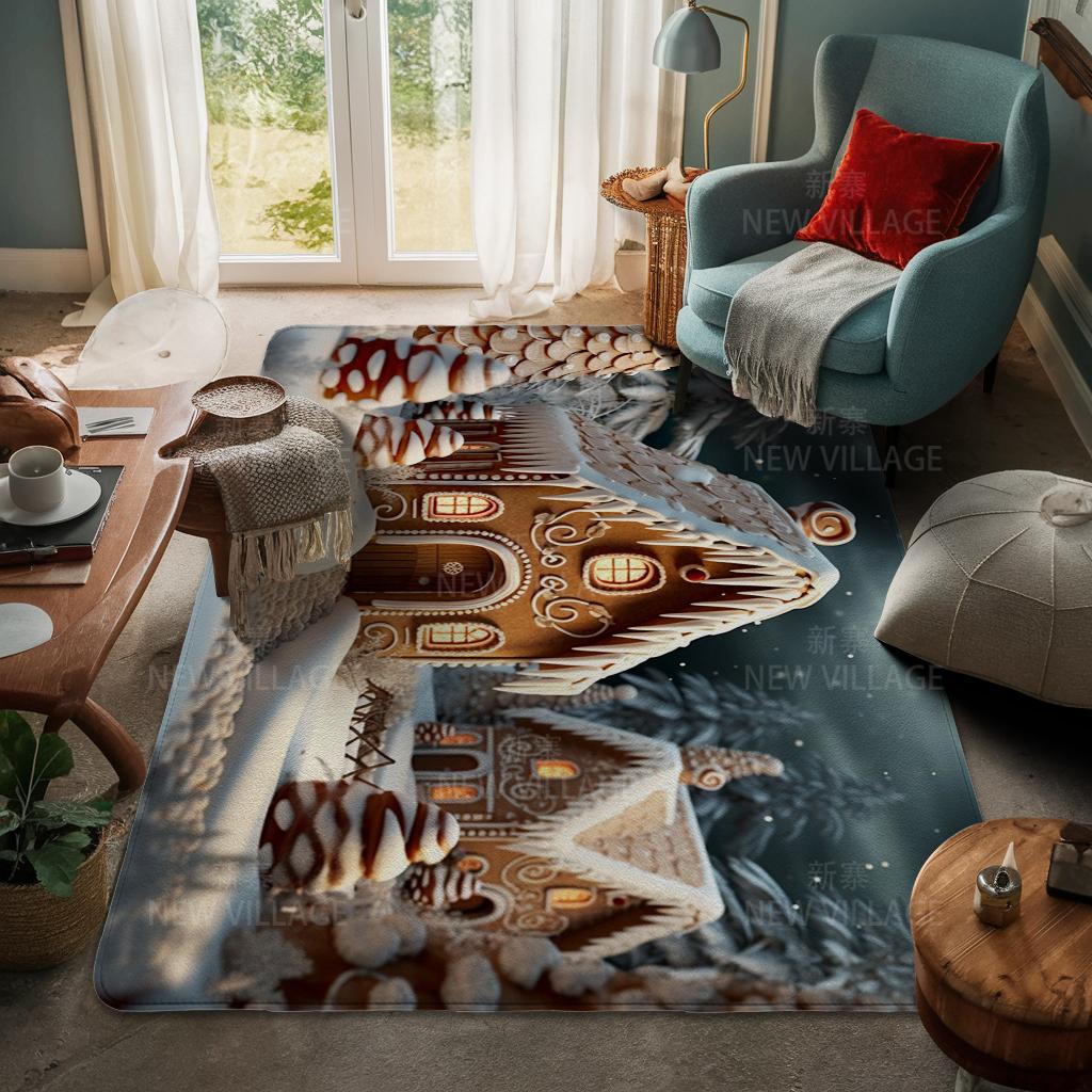 House Entrance Carpet Home Door Mat Living Room Bath Foot Bathroom Non-slip Water Absorption Rugs Bath Merry Christmas Winter