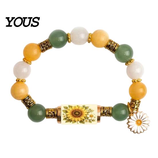 Warm White Bead Bracelet Love Peace Spring Bracelet, Inspirational Bee Bluebird Butterfly Nature Inspired for Women, Jewelry Charm Beads