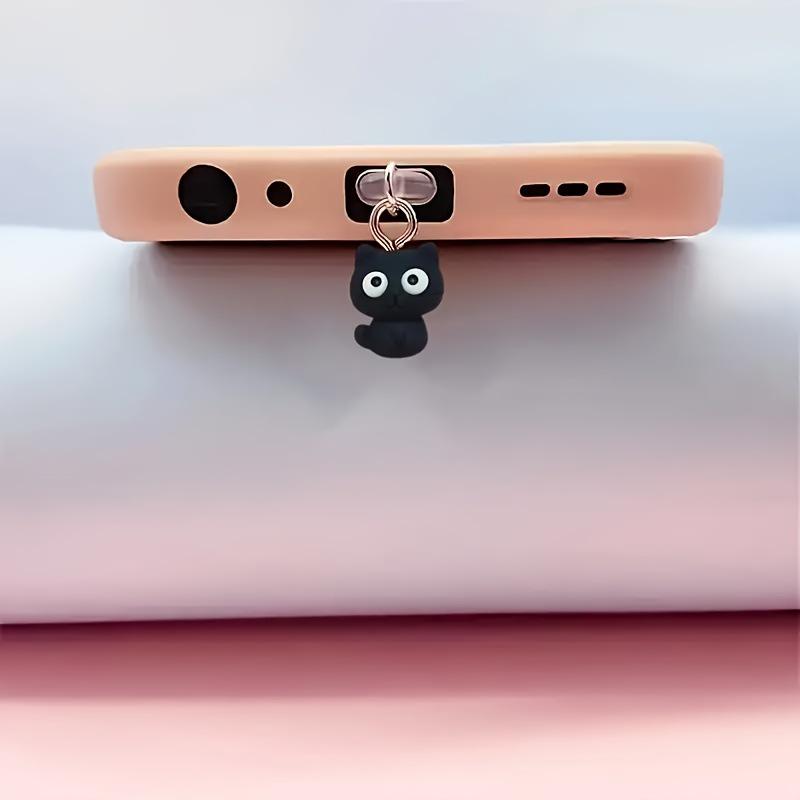 2026 F9418 Handmade Cute Kitten Phone Dust Plug For iPhone чёрный