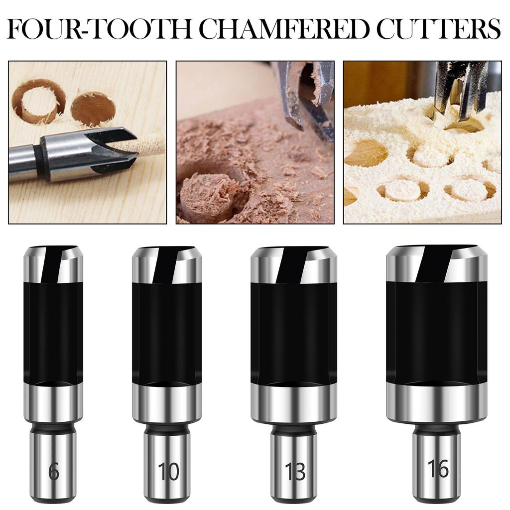 8PCS Wood Dowel Drill Bits Carbon Steel Wood Plug Cutter Countersink Drill Type Round Wood Tenon Drill Bits Round Shank