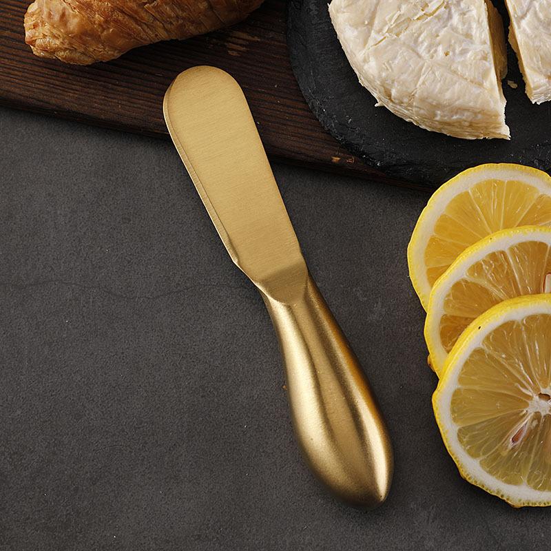Cheese Knife Set Cheese Stainless Steel 6Pcs Gold Cheese Slicer Cutter Handle Mini Knife Butter Knife Spatula Fork Matte