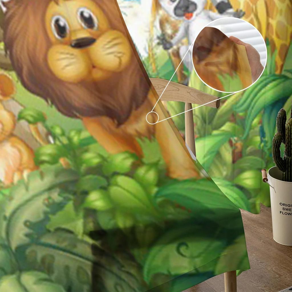 Wild Animals In Forest Sheer Curtains For Living Room Kids Bedroom Tulle Curtains Kitchen Window Treatment Drapes