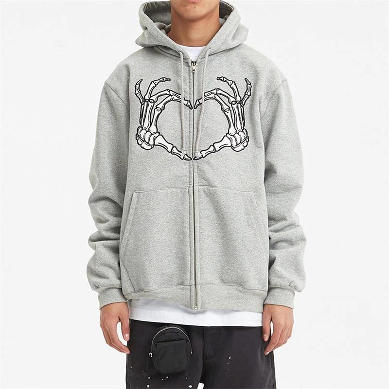 Hooded sweater in stock, zipper sweater autumn and winter European and American butterfly sweater gothic sports hooded jacket