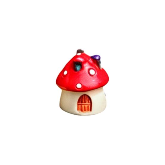 

Mini Mushroom House Figurine Miniature Fairy Garden Accessories Tiny Resin Cottage Statue for DIY Terrarium Moss Landscape Plant Pots Bonsai Decor C