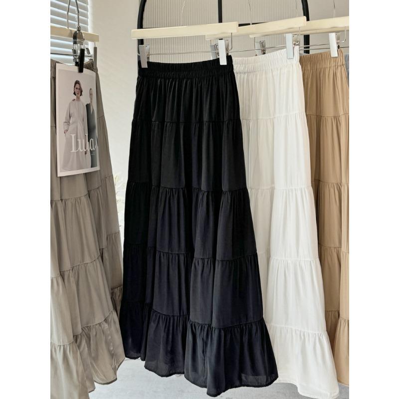 White skirt women's summer new high waist and thin a word medium and long spring and autumn fluffy group ballet cake skirt