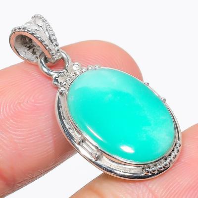 Natural Chrysoprase Gemstone 925 Solid Sterling Silver Gift Pendant 1.25" Y7z42