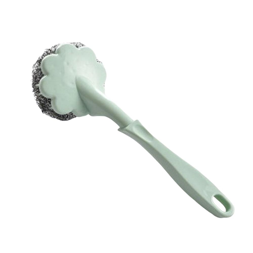 New Long Handle Cleaning Ball Oil Removal Non-stick Oil Steel Wire Ball Brush Multi-function Pot Washing Brush Kitchen Accessory