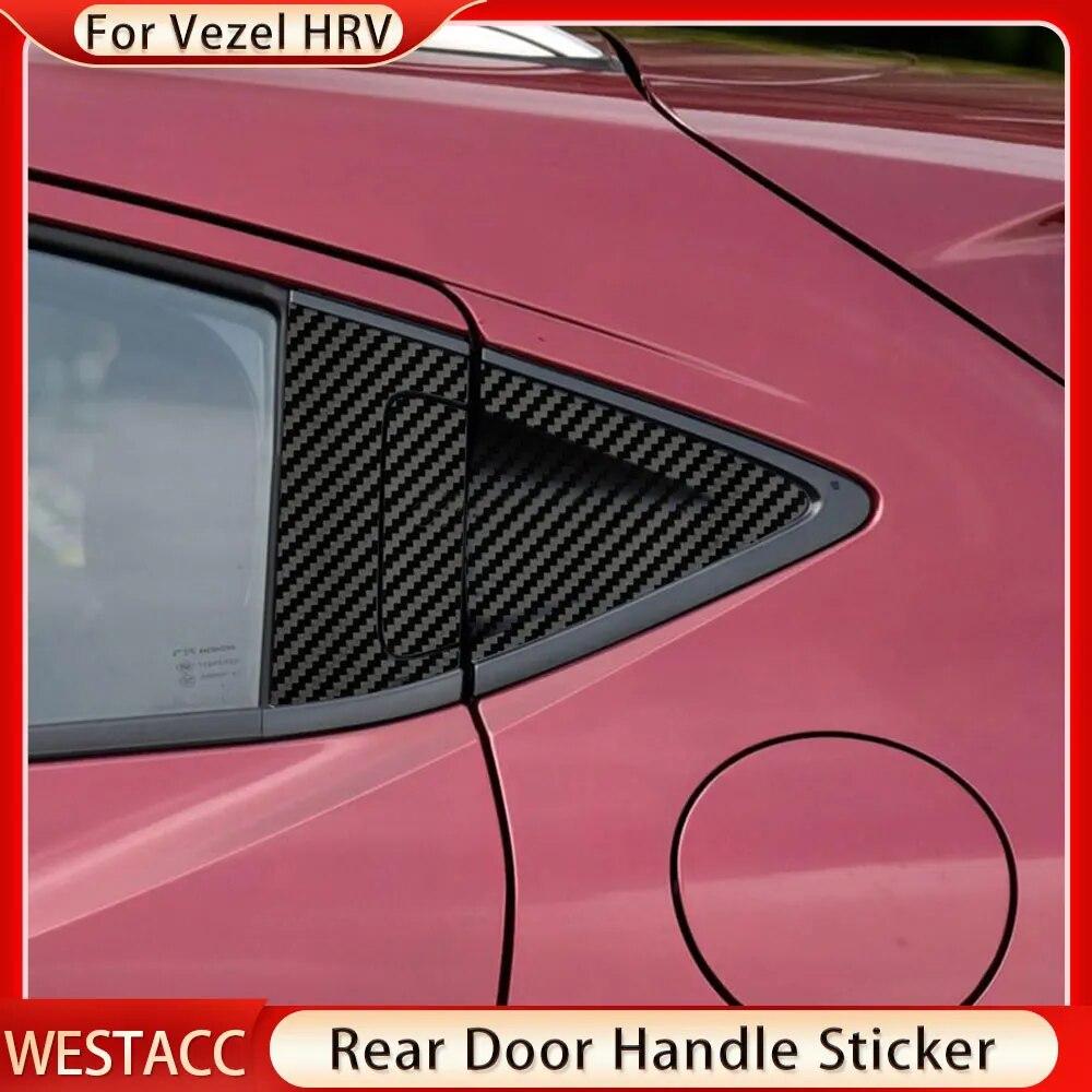 Carbon Fiber Car Back Rear Door Handle Bowl Sticker for Honda HR-V HRV Vezel 2015 -  Door Styling Decoration Accessories