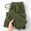 Pantaloni Casual Groși de Iarnă Vintage Fleece Bărbați Picior Larg Larg Cald Pantaloni de Trening Femei Pantaloni Jogger