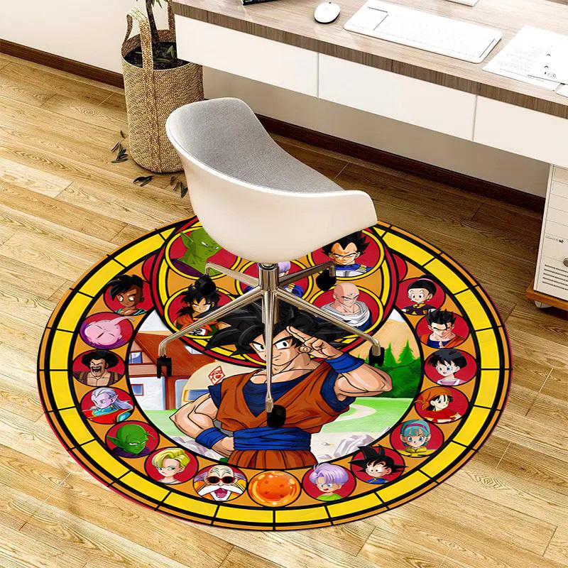 1pc Dragon Ball Characters Stained Glass Round carpet, Made of Polyester,Perfect for Decorating Office Chairs, Living Rooms,Vibrant Decorative Rug