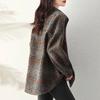 Shirt Coat for Women Casual Oversize Cardigan Double Layer Vintage Windbreaker Plaid Shirt Jacket