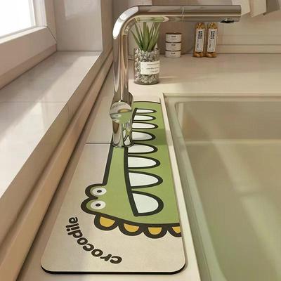 Super Absorbent Drain Pad Kitchen Faucet Mats Printed Bathroom Sink Rug Non-Slip Faucet Splash Guard Countertop Drying Pads
