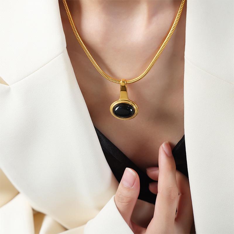 Cartilage Snake Bone Chain Pendant Necklace, 18k Gold Titanium Steel, Non-Fading Jewelry for Women