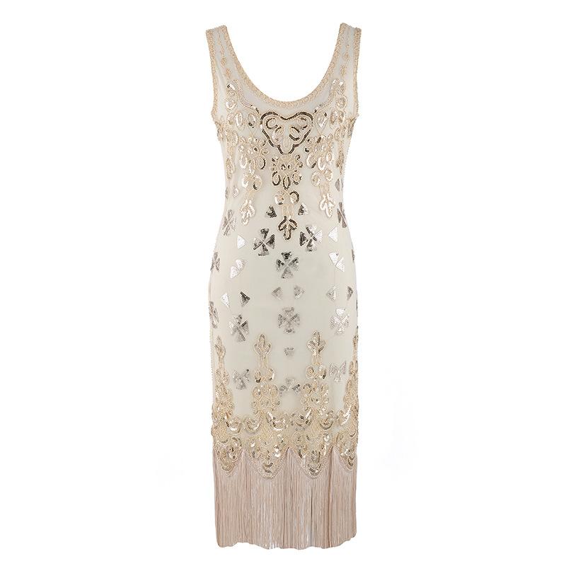 Special for popular wide shoulder sequins, beaded fringed banquet dresses, hot-selling models