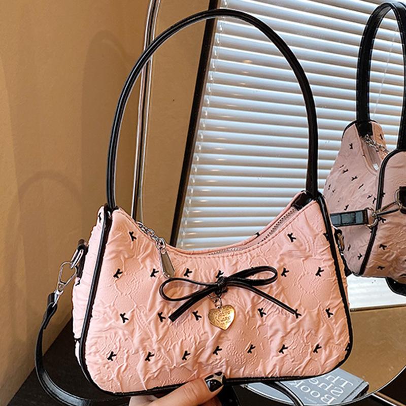 Sweet and foreign underarm commuter bag women's 2025 new girl style fashion handbag bow shoulder bag