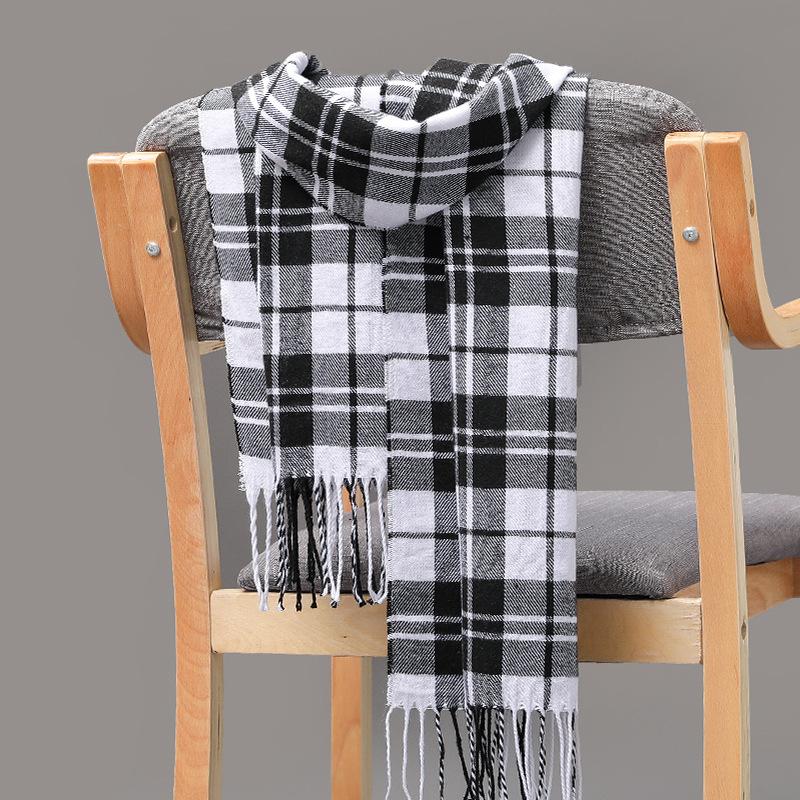 Autumn And Winter Men'S Plaid Scarf British Plaid Imitation Cashmere Tassel Couple Parent-Child Men'S Scarf