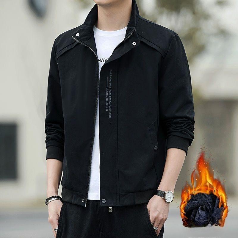 

Men s Autumn and Winter Stand-up Collar Tooling Jacket Velvet Loose Casual Men s Top Korean Jacket Men s M