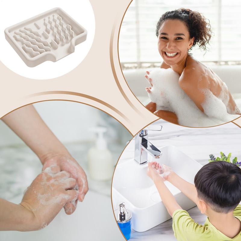 Self Draining Soap Bar Silicone Holder Kitchen Sink Soap Dish Sponge Tray Soft Shower Soap Dish Organizer Storage Accessories
