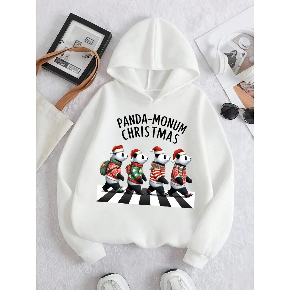 

Осенняя повседневная мода Детская толстовка с капюшоном белого цвета с мультяшным рисунком «Переход Панды» и «Пешеходный переход», Подходит для путешествий на открытом воздухе 100