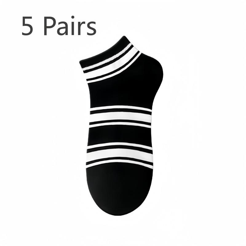 5 Pairs of Men's Summer Thin Pure Cotton Youth Sports Deodorant Socks