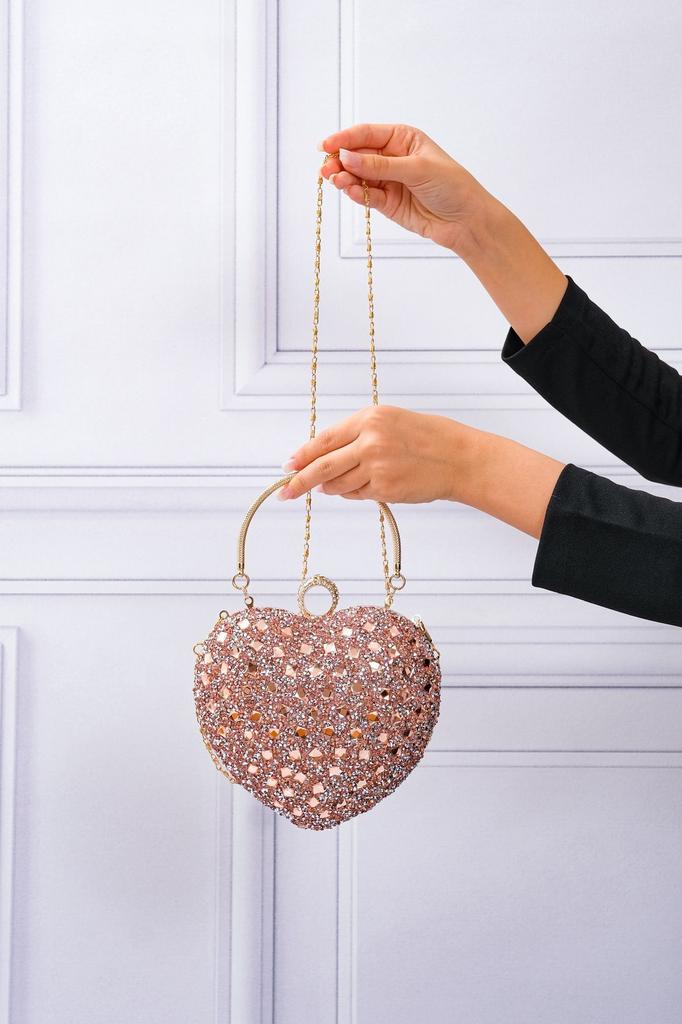 Women's Stylish and Useful Evening Dress Bag Women's Heart Stoned Saxe Blue Evening Dress Bag