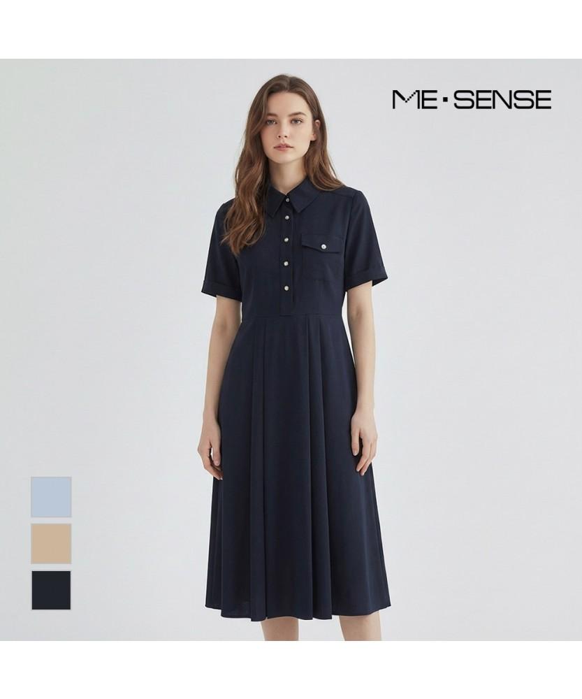 MESENSE Pocket Design Short Sleeve Collared Dress_Mb34Opp114A