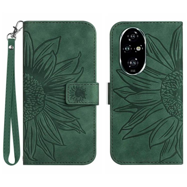 HT04 For Honor 200 5G Case Sunflower Leather Wallet Protective Phone Cover with Wrist Strap
